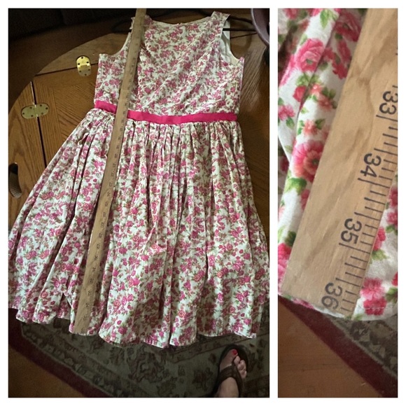 Handmade 50’s Vintage Pink Rose Print Dress - Picture 3 of 11